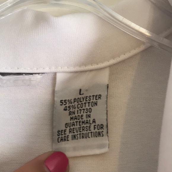 White Pull Over with Collar, Zipper,&Black Stripes - Picture 3 of 7